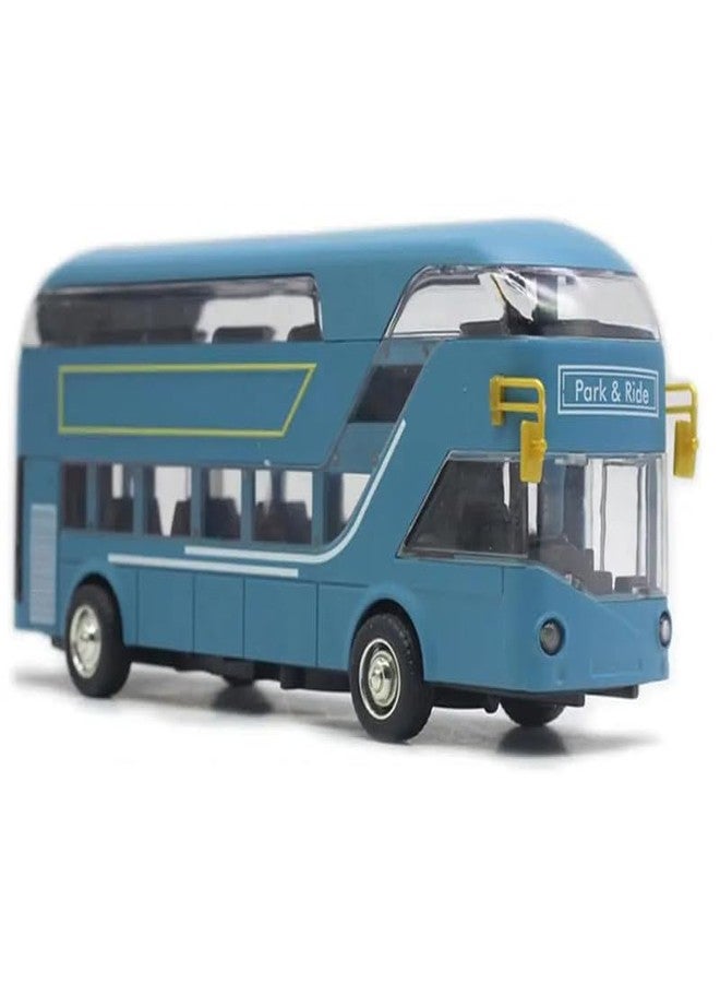 AHBHT New Diecast Toy Metal Diecast Toy Metal Double Decker London Bus Light Music Open Door Collection Bus Toys for Kids Boys (Blue) - Image 1